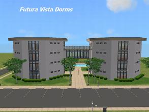 Sims 2 — Futura Vista Dorms by millyana — Modern dorms for academic sims. One building has 12 smaller rooms with