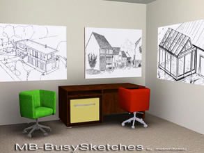 Sims 3 — MB-BusySketches by matomibotaki — MB-BusySketches, 2x1 large new painting mesh with 3 different sketches,