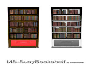 Sims 3 — MB-BusyBookshelf by matomibotaki — MB-BusyBookshelf, 2x1, new bookcase mesh with 3 recolorable areas, matching