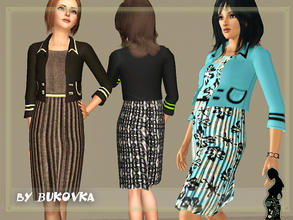 Sims 3 — Dress with Pleating by bukovka — Dress with jacket for young adult women. Bottom of the dress is layered with