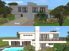 Sims 2 — Modernotopia by millyana — Here is a sparkling white modern house surrounded by lush tropical vegetation, a