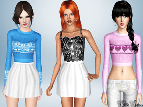 Sims 3 — December set by StarSims — Inspired by the winter and fall seasons. Includes two dresses and cropped sweater.