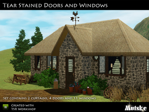 Sims 3 — Tear Stained Windows and Doors by Mutske — This set is made to make a Medieval or Tudor house. But ofcourse with