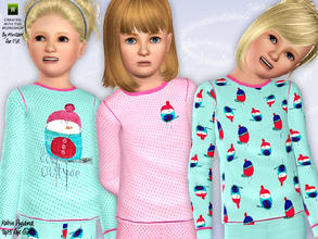 Sims 3 — Robin Pyjama Tops by minicart — These cute robin themed pyjama tops are sure to keep your girls warm during