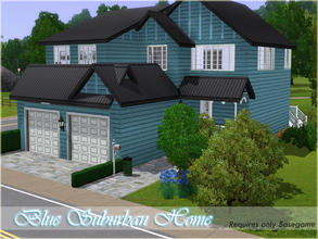 Sims 3 — Blue Suburban Home by Lily-chan2 — My first attempt to make a suburban home. I hope I succeeded at some point.