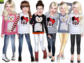 Sims 3 — Fresh & Cool - Set by lillka — This set includes: Mini Mouse/Penguin Sweatshirt, Shine Leggings and