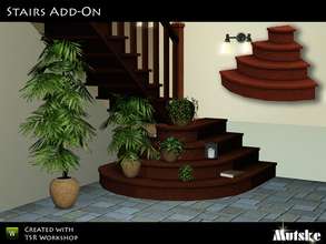 Sims 3 — Stair sides by Mutske — This set contains 7 rounds stairs, they match EA stairs but are not walkable.They do