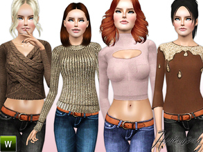 Sims 3 — Harmonia Set 151 by Harmonia — 4 different stunning knit top Add a shiny tint to your Autumn/Winter season look