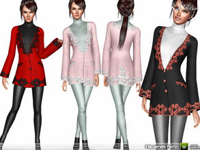 Sims 3 — Coat With Pants by ekinege — Winter outfit. Wool coat, sparkly sweater, leather pants. 4 recolorable parts.