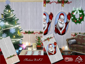 Sims 3 — Christmas Wall 2 by Devirose — Two walls in 1 file,not recolorable-Base Game compatible,no need EP.Enjoy^^