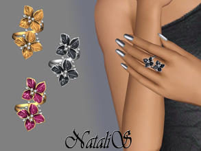 Sims 3 — Elegant crystal flower ring FA-FE by Natalis — Elegant crystal flower jewelry ring. Two options to choose from: