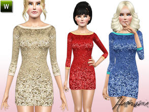 Sims 3 — Sequined Dress in Xmas-2014 by Harmonia — This year, late-night style calls for major sparkle. Back zipper. 4
