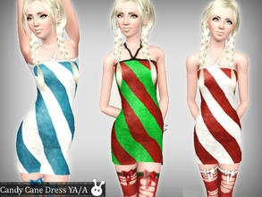 Sims 3 — Candy Cane Dress YA/A by XxNikkibooxX — A cute striped dress for your sim's everyday and formal wear! Download