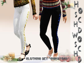 Sims 3 — teen_female_pants_christmas by hoschdwoschd2 — a pair of festive skinny pants with recolorable ornament for
