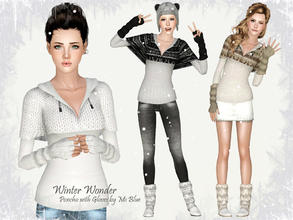 Sims 3 — Winter Wonder Poncho with Gloves by Ms_Blue — Presenting the Winter Wonder Poncho with Gloves. A simple and