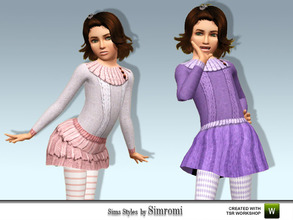 Sims 3 — Cozy Knit Dress Set for Girls by simromi — This cozy warm knit dress with tights for sim girls is perfect for