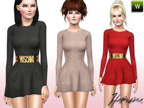 Sims 3 — Textured Sweater Knit Skater Dress by Harmonia — This chic skater dress comes in textured sweater...With special