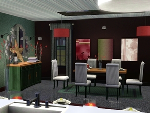 Sims 3 — Midtown Dining Room by sim_man123 — A contemporary, modern dining room with touches of sophisticated comfort.