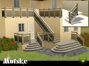 Sims 3 — Matching Railing Aged Wood Left Side by Mutske — Matching Railing for the EA Fences. 2 Recolorable parts. Made