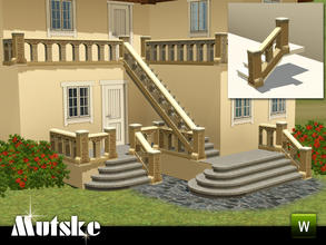 Sims 3 — Matching Railing Carved by Mutske — Matching Railing for the EA Fences. 4 Recolorable parts. Made by Mutske@TSR.
