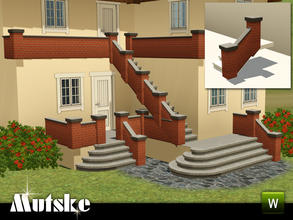 Sims 3 — Matching Railing Brick Wall Suite by Mutske — Matching Railing for the EA Fences. 2 Recolorable parts. Made by
