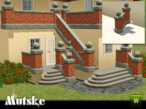 Sims 3 — Matching Railing Red Brick Wall by Mutske — Matching Railing for the EA Fences. 2 Recolorable parts. Made by