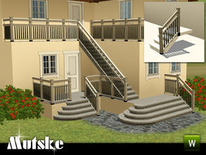 Sims 3 — Matching Railing Aged Wood Right Side by Mutske — Matching Railing for the EA Fences. 2 Recolorable parts. Made