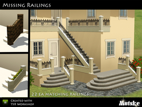 Sims 3 — Matching Missing Railings by Mutske — This set contains 22 missing railings, they match EA fences. Make sure