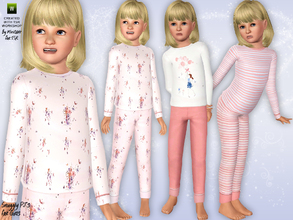 Sims 3 — Snuggly Pyjamas for Girls by minicart — Fashioned with flowers, balloons and stripes, these snuggly pyjamas for