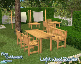 Sims 2 — Aloa - Light Wood Recolor by Murano — Light wood recolors for the Aloa Outdoorset. You need to download the