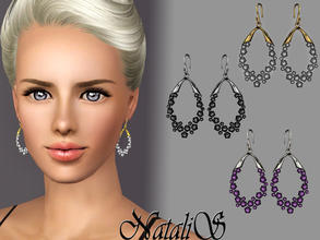 Sims 3 — NataliS Crystal oval drop earrings FA-FE by Natalis — Cascade radiant crystals and shiny metal. These drop