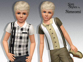 Sims 3 — Bowling Shirt ~ CM by simromi — You'll be the Kingpin in these striking bowling shirts for Child sims. Comes in