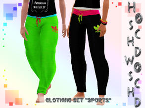 Sims 3 — YA/A_female_pants_sports by hoschdwoschd2 — a pair of large sweatpants with logo for female (young) adults