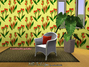 Sims 3 — MB-Tulips by matomibotaki — Pattern with floral design and 4 recolorable palettes, to find under - Theme -, by