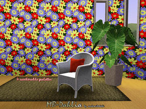 Sims 3 — MB-Dahlia by matomibotaki — Floral pattern with 4 recolorable palettes, to find under - Theme -, by