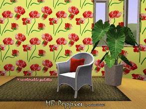 Sims 3 — Poppies by matomibotaki — Pattern with floral design and 4 recolorable palettes, to find under - Theme -, by