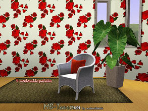 Sims 3 — Tearoses by matomibotaki — Pattern with floral design and 4 recolorable palettes, to find under - Theme -, by