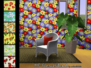 Sims 3 — MB-FloralBlend by matomibotaki — MB-FloralBlend, 8 pattern with floral design, each with 4 recolorable palettes,
