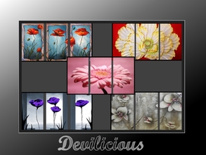 Sims 3 — Flowers Paintingset by Devilicious — Flowers Tryptic Canvas Set This set contains 5 beautifull flower paintings