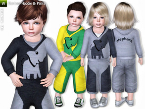 Sims 3 — Elephant Hoodie & Jogging Pants by lillka — This set includes hoodie and pants for toddler girls and boys.