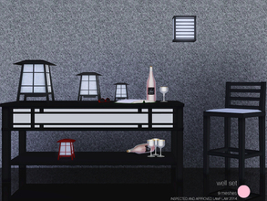 Sims 3 — Well Set by DOT — Well Set. Contemporary Black sideboard with an Asian feel. 2 matching bar stools, 4 Wood or