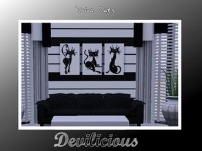 Sims 3 — Diva Cats by Devilicious — A tryptic Painting... 3 Cute black cats acting like diva's in your Sims rooms. 