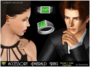 Sims 3 — Emerald Ring by Severinka_ — Accessory for men and women - the ancient massive ring with a large emerald and