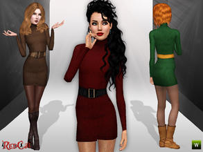 Sims 3 — Turtleneck Sweater Dress by RedCat — 2 Recolorable Channels. 3 Variations. Game Mesh. 
