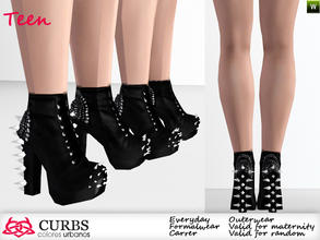 Sims 3 — curbs shoes teen 01 by Colores_Urbanos — Boots with spikes for girls. hope you like them!