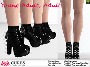 Sims 3 — curbs shoes 04 by Colores_Urbanos — Boots with spikes. for adults. hope you like them!