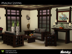 Sims 3 — Macau Living by Mutske — The Macau Livingroom set has a lot comfort, surfaces and decostuff to make your sime