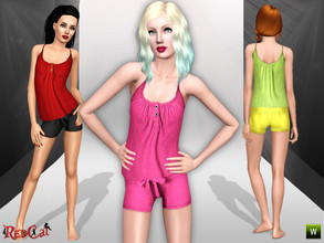 Sims 3 — Sweet Dream Set by RedCat — Top: 2 Recolorable Channels. 3 Variations Included. Game Mesh. Bottom: 1 Recolorable