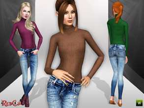 Sims 3 — Casual Set by RedCat — Sweater: 1 Recolorable Channel. 3 Variations Included. Game Mesh. Jean: Not Recolorable.