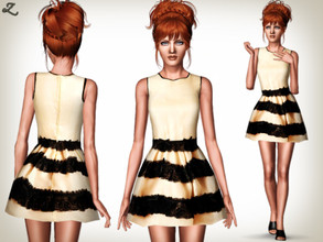 Sims 3 — Lace Embellished Designer Dress by zodapop — This lace embellished dress features delicate bow embroidery. It is
